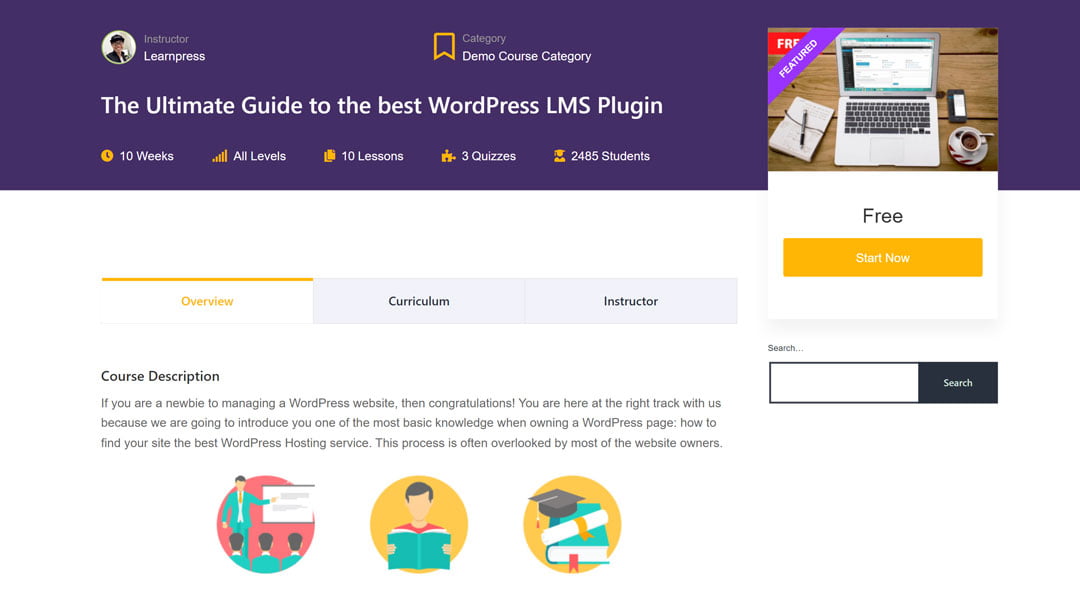 LearnPress - Página do Curso