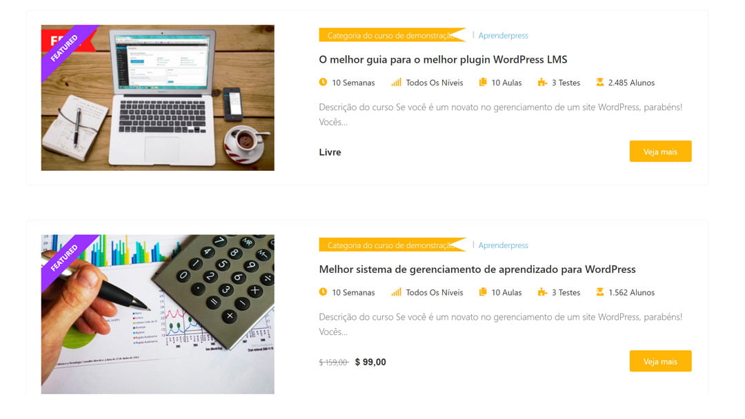 LearnPress - Página inicial