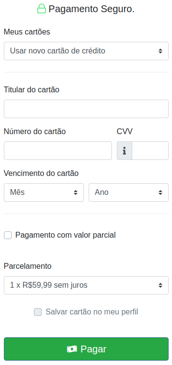 Módulo WHMCS cartão de crédito