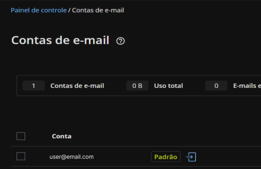 Contas de email do DirectAdmin