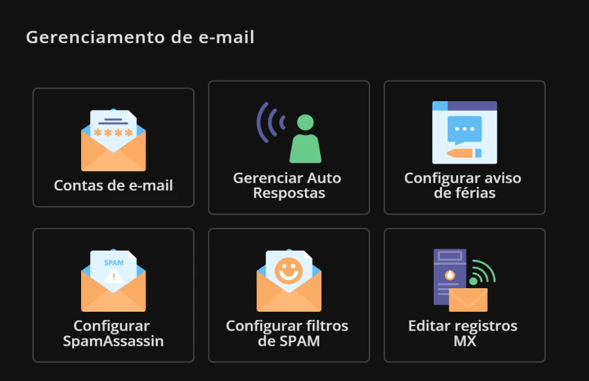 Gerenciamento de email do DirectAdmin
